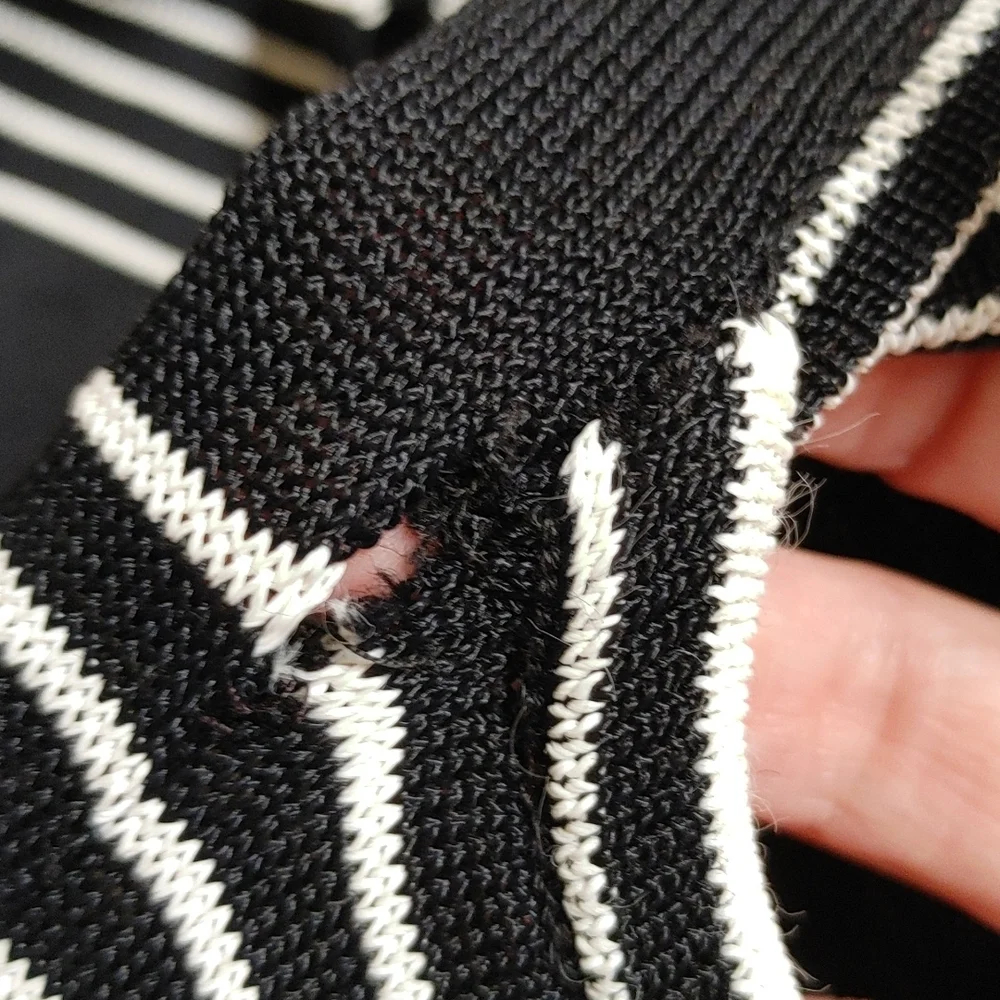 Vintage Poi....by Krizia Knit Italian Open Back Black White Striped Fitted Dress - Picture 8 of 16